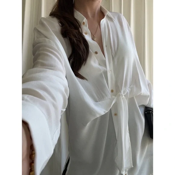 CAMILLE SHIRT — In Off White - Picture 3 of 10
